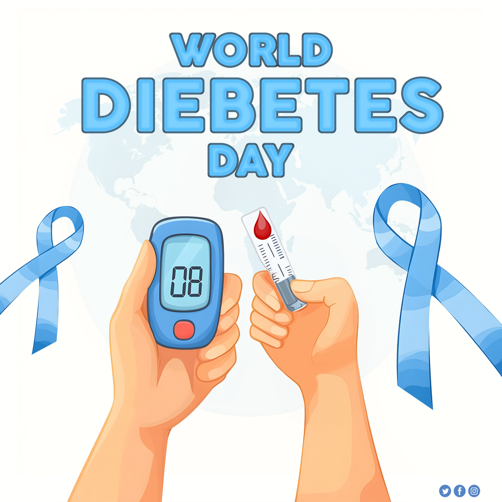 world diabetes day with Hands Testing High Blood Sugar With Glucometer background Diabetes day psd