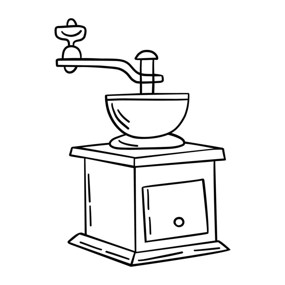 coffee grinder icon over white background, line style, illustration vector