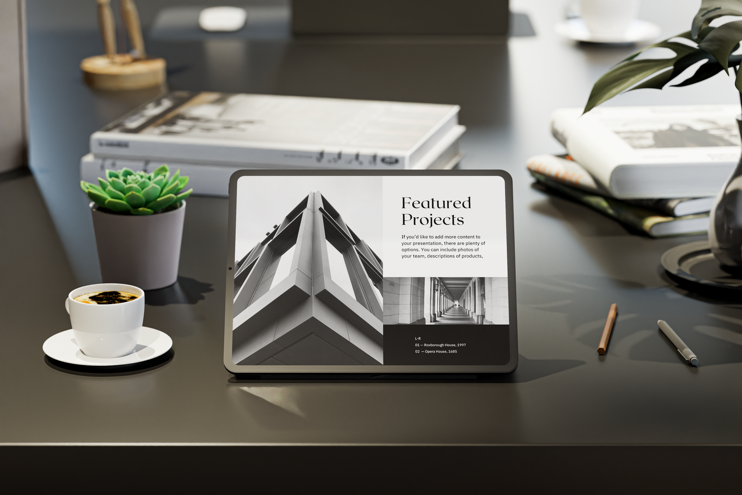 Tablet Device Mockup office background psd