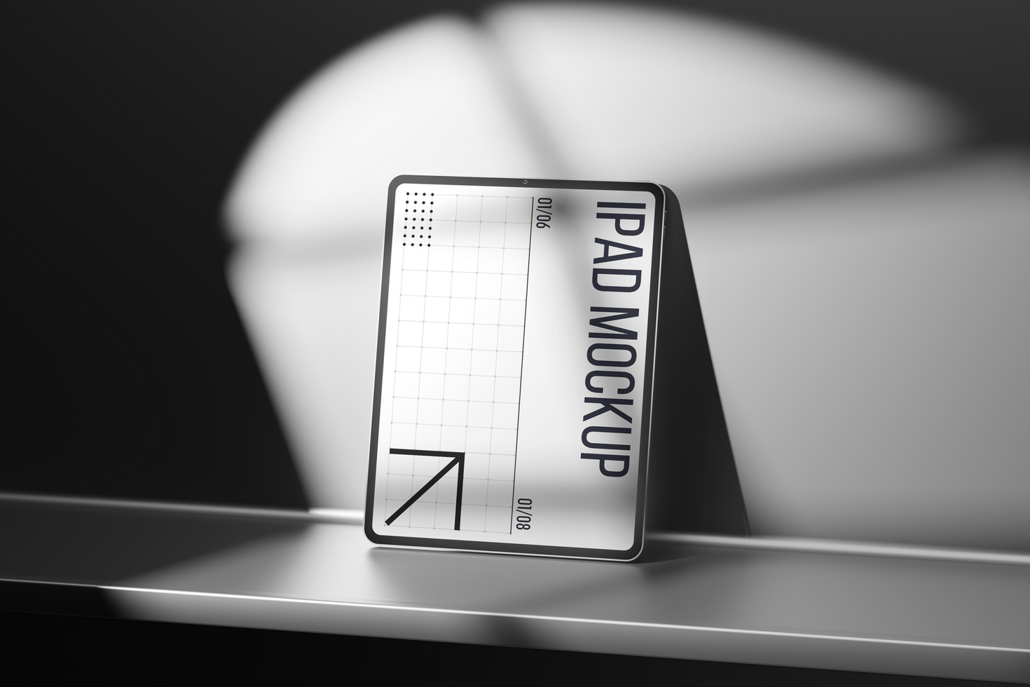 Tablet Device Mockup leaning on gray wall psd