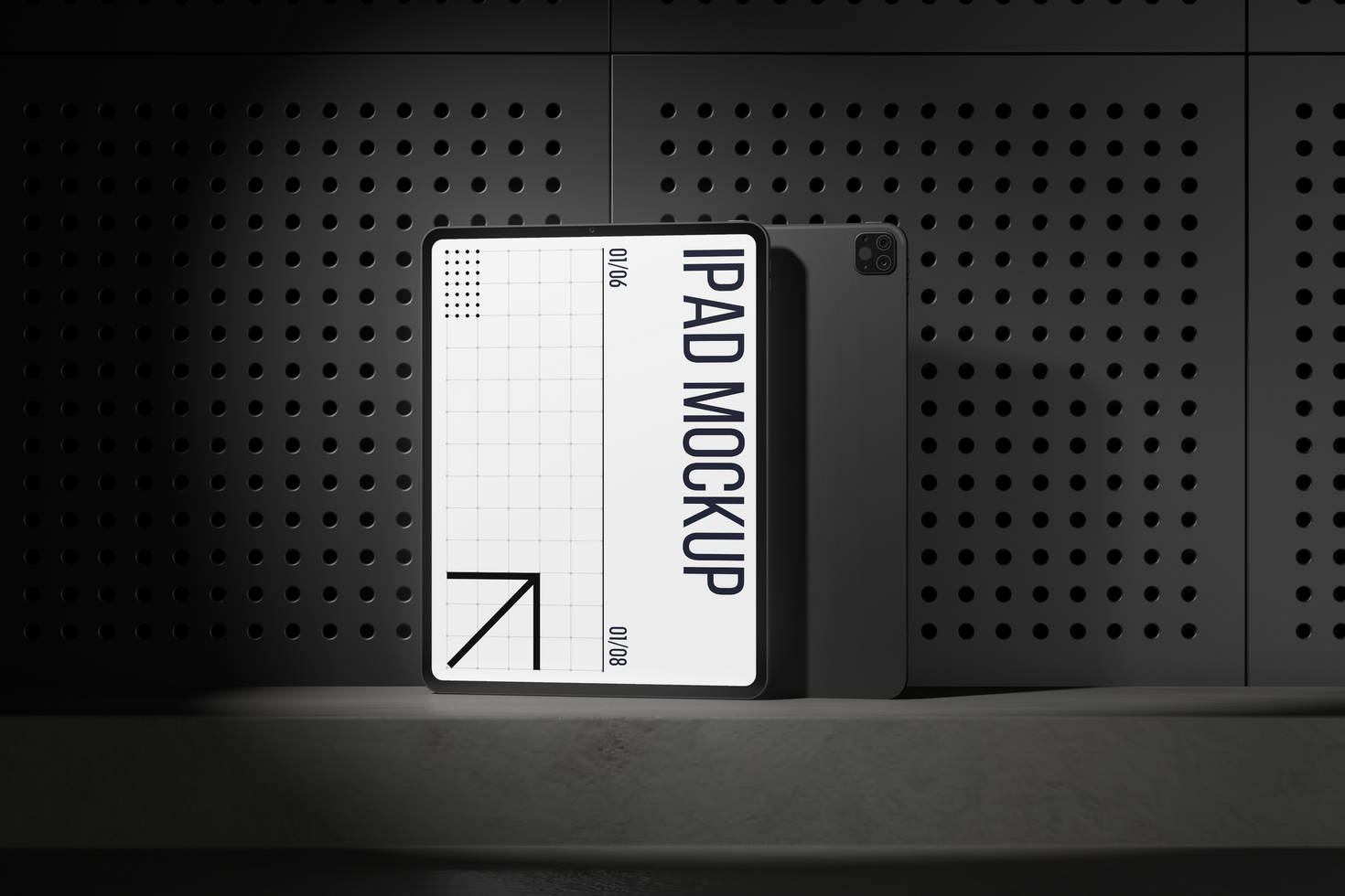 Tablet Device Mockup on acoustic background psd