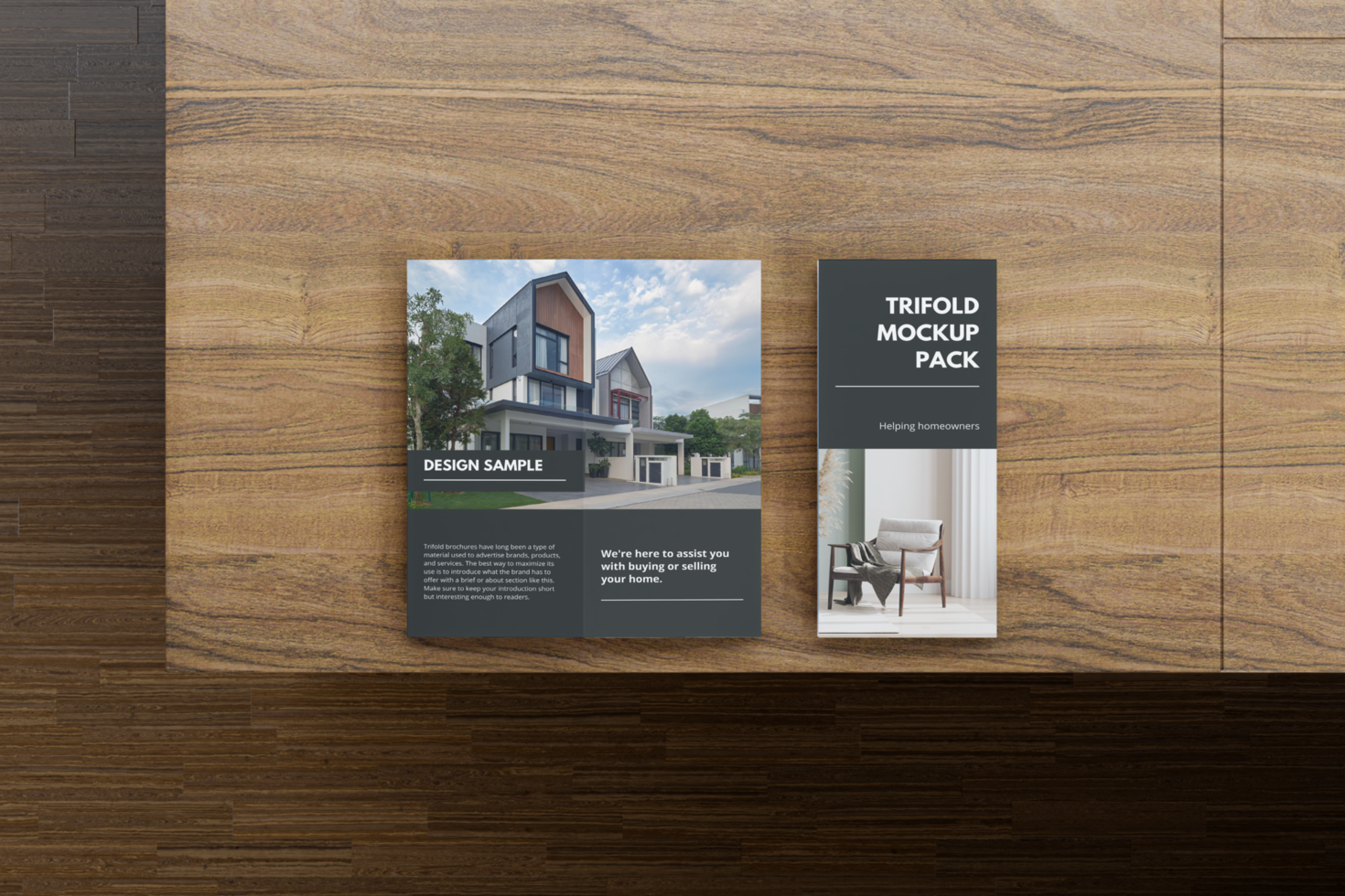 top view Trifold Brochure Mockup psd