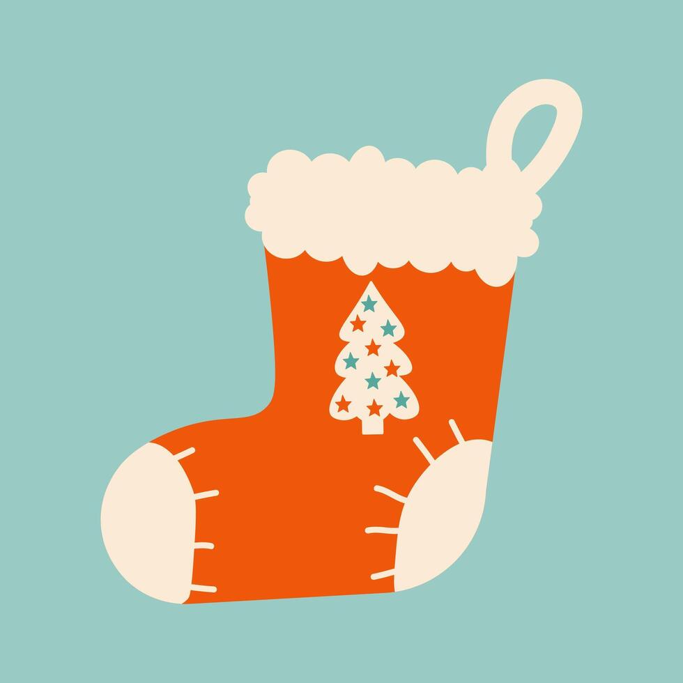 Winter Christmas sock. Element of winter celebration with holiday design vector