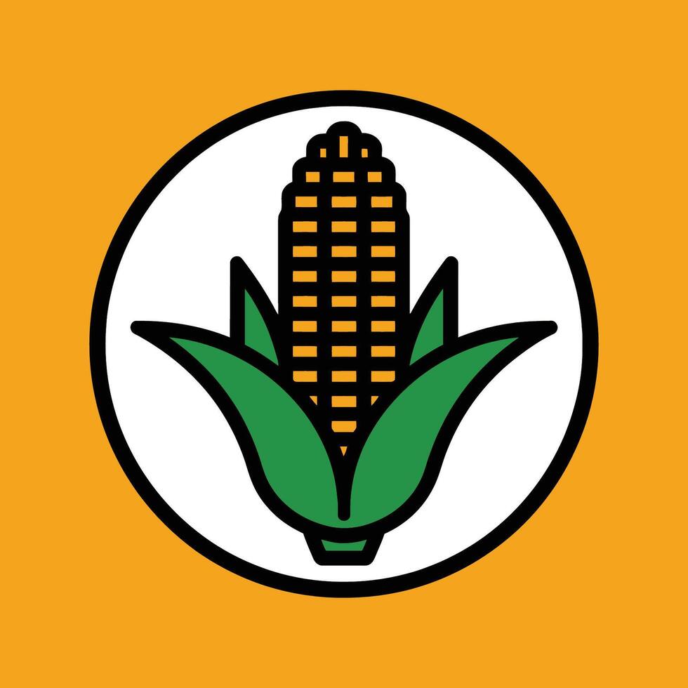 Corn Icon Illustration on Orange Background vector