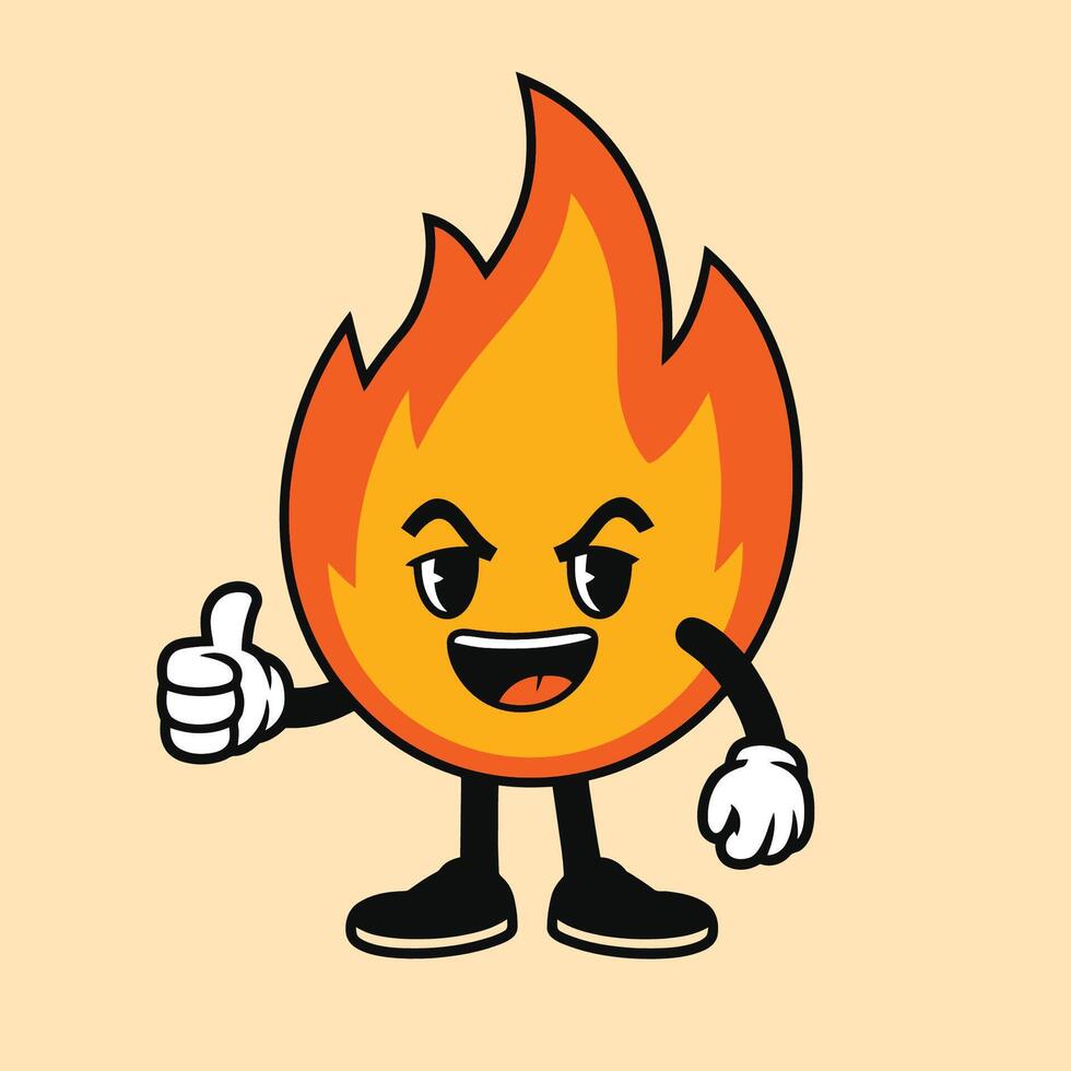 Happy Flame Character Giving Thumbs-Up Illustration vector