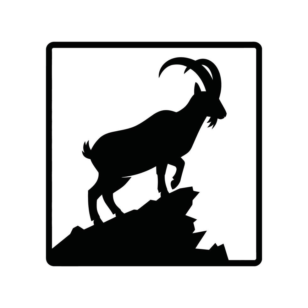 Mountain Goat Silhouette on Rocky Terrain Illustration vector