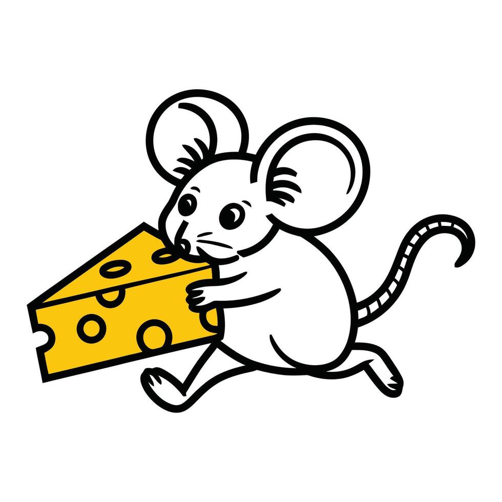 Cartoon Mouse Running with Cheese Illustration vector