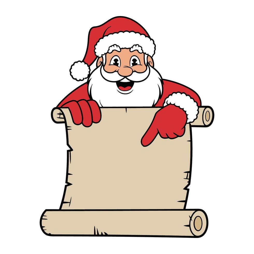 Santa Claus Holding a Blank Scroll for Holiday Messages vector