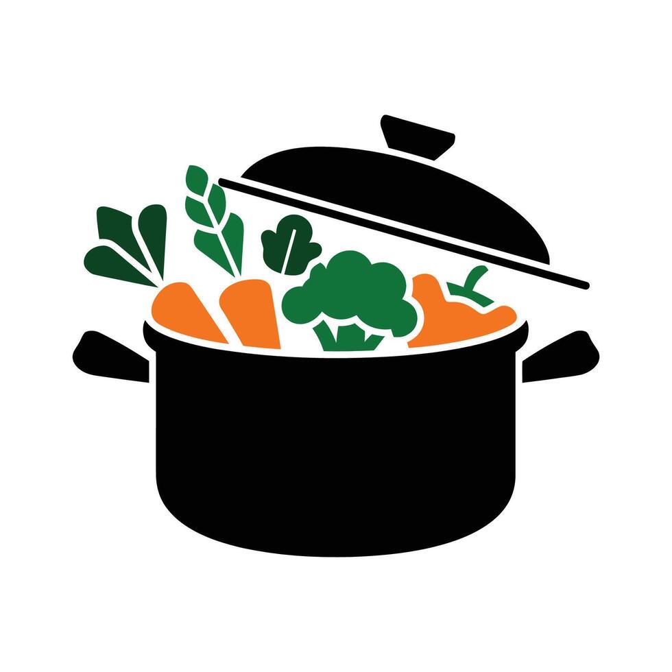 Pot Filled with Fresh Vegetables Icon vector
