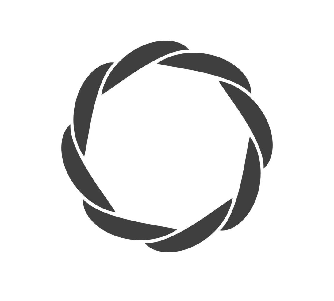 Round frame black and white ornament. Graphic border doodle. Ring curve link connection vector
