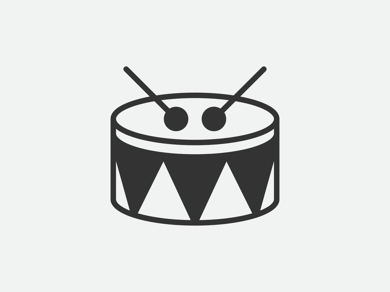 Drum toy icon on white background. Line style illustration. vector