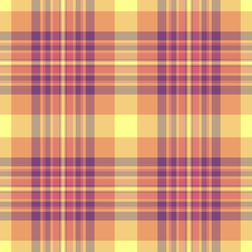 Ornament tartan fabric background, folk plaid texture textile. Copy space seamless pattern check in red and orange colors. vector