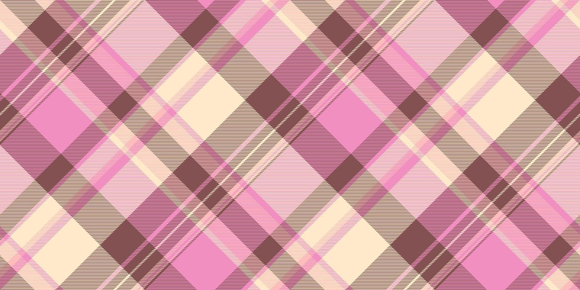 Horizontal background plaid texture, tiny tartan seamless. Slim textile check fabric pattern in red and pink colors. vector