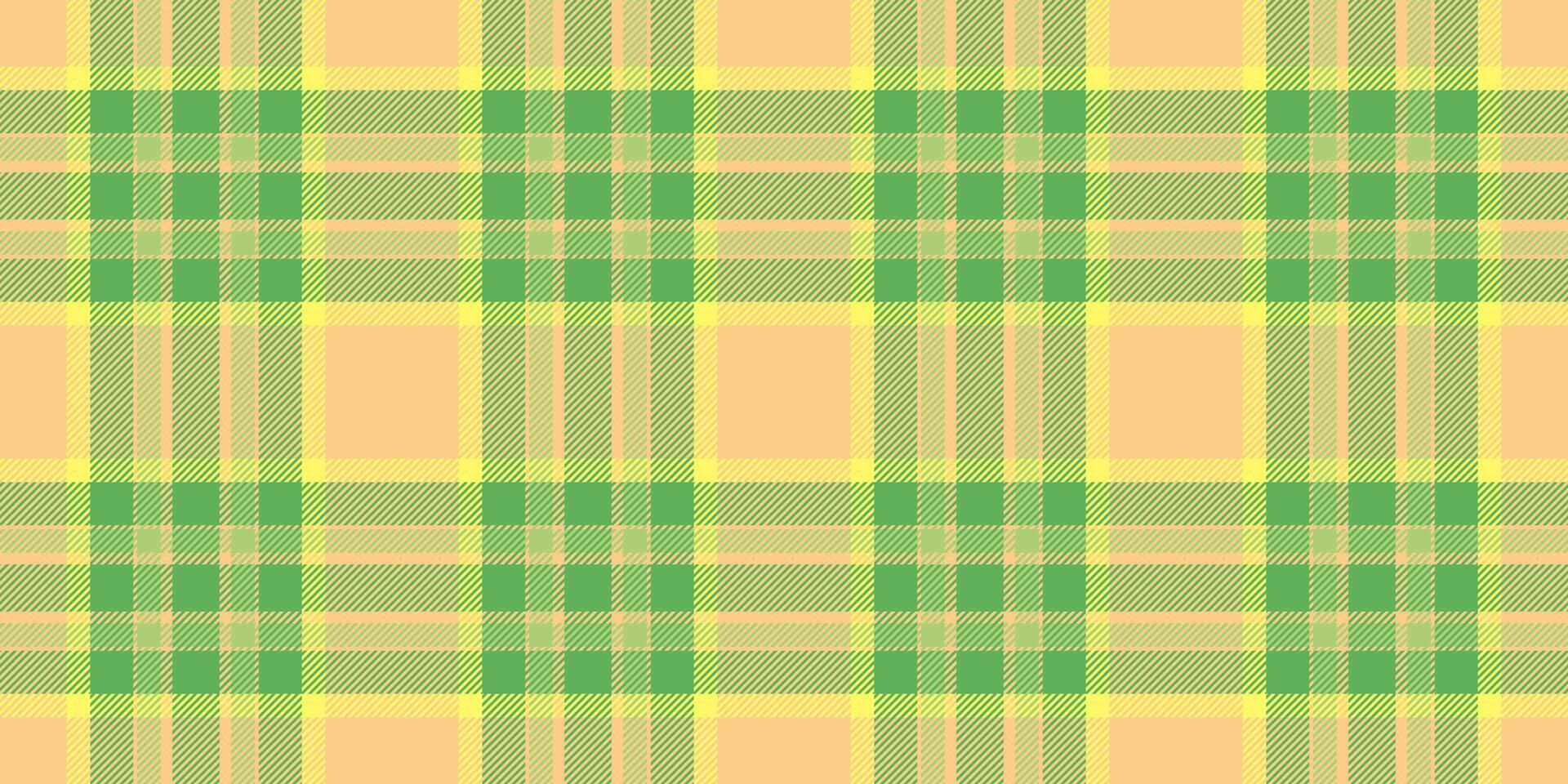 Soft plaid seamless, dining room tartan check pattern. Oilcloth background fabric texture textile in green and amber colors. vector