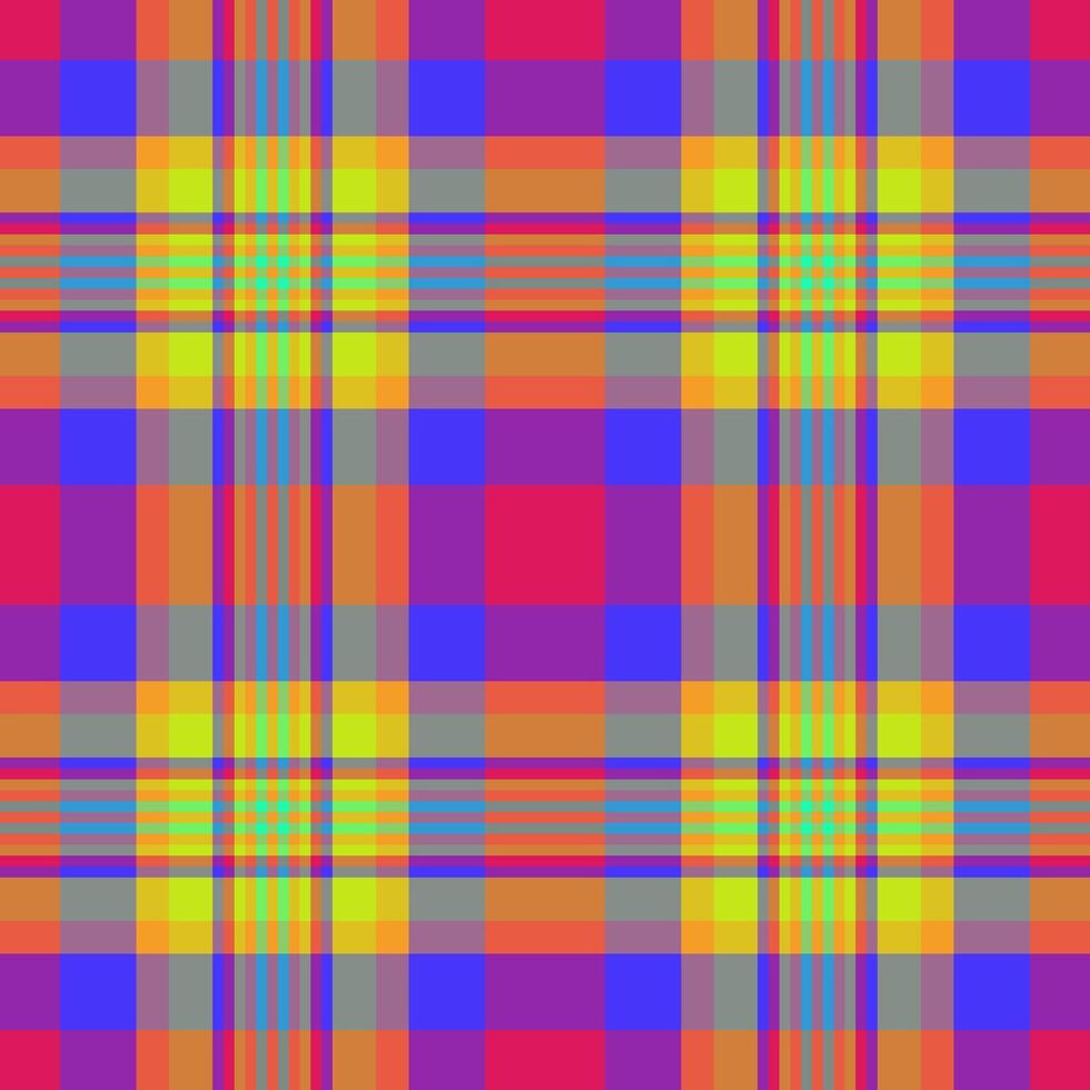 International plaid texture textile, strip fabric seamless pattern. Straight background tartan check in pink and orange colors. vector