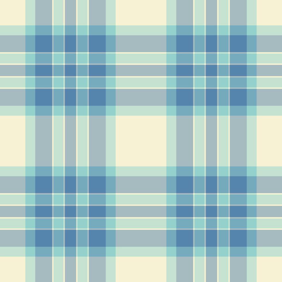 Thread check background fabric, folded pattern tartan. Close up plaid textile texture seamless in light and cyan colors. vector