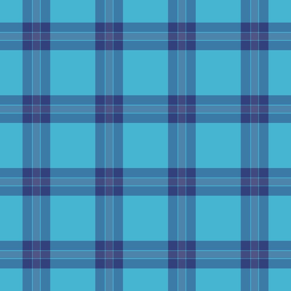 Creative tartan textile seamless, covering plaid check pattern. Outside fabric texture background in cyan and blue colors. vector