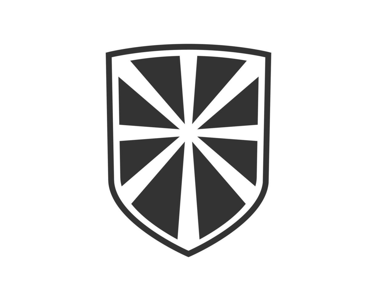 Shield black and white logo. Guarantee, insignia and guard symbol. Security icon vector