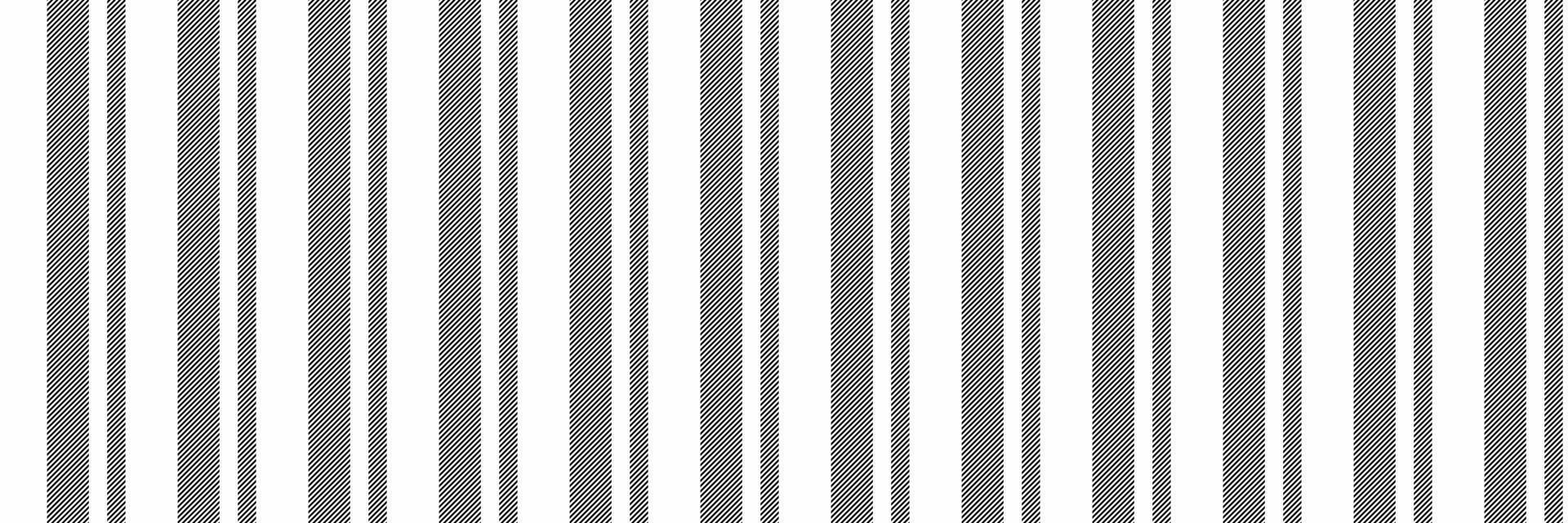 Dress textile stripe fabric, repetition vertical pattern background. Wile seamless lines texture in white and black colors. vector