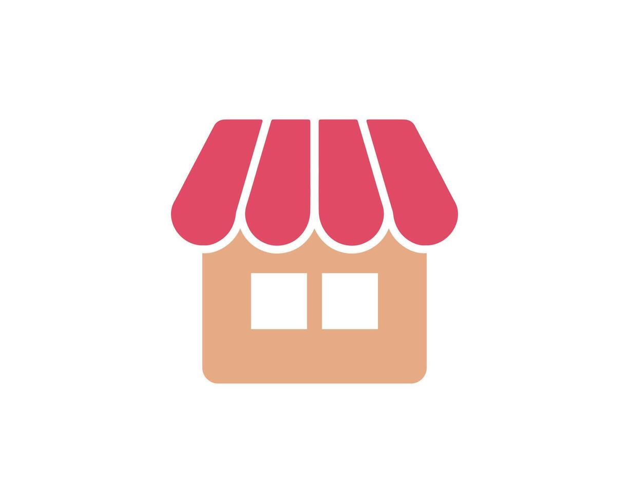 Shopping store logo for mobile e comerce and local market branding. Online shop icon simple minimalist sign for payments, shipping and sale, illustration. vector