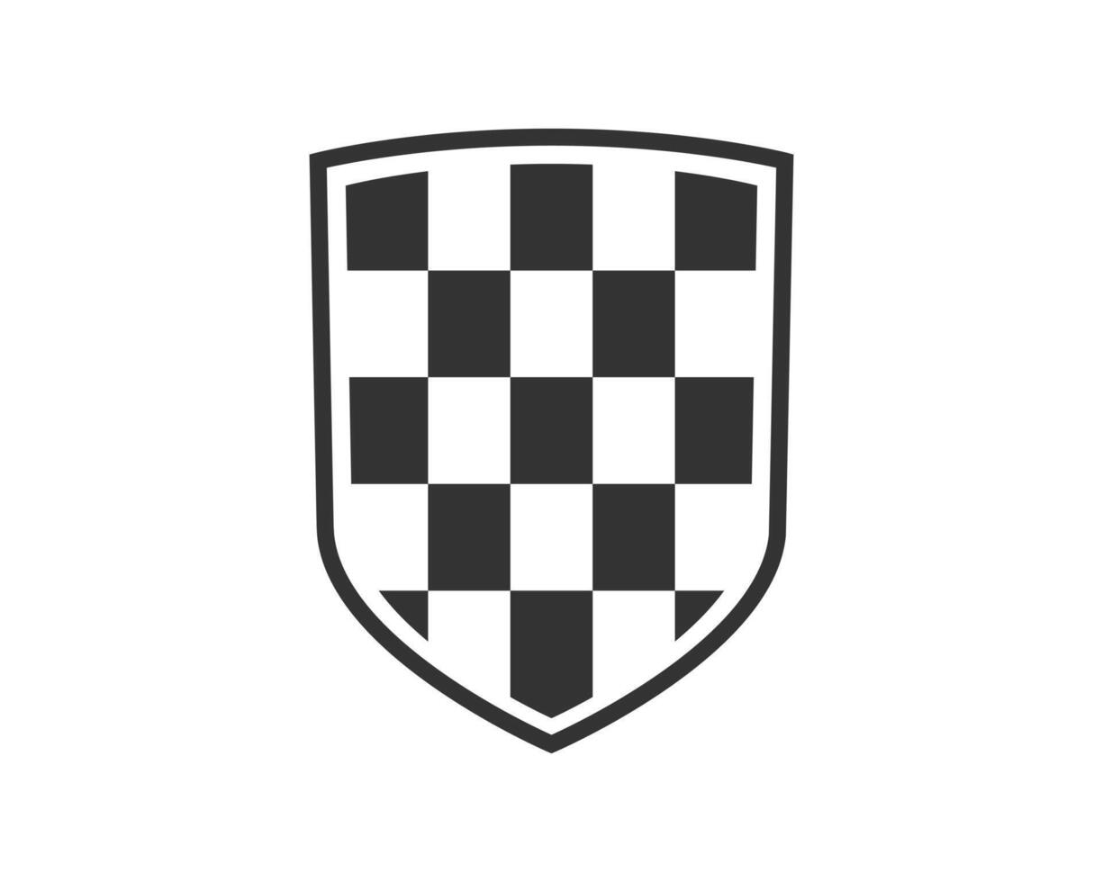 Shield black and white logo. Guarantee, insignia and guard symbol. Security icon vector
