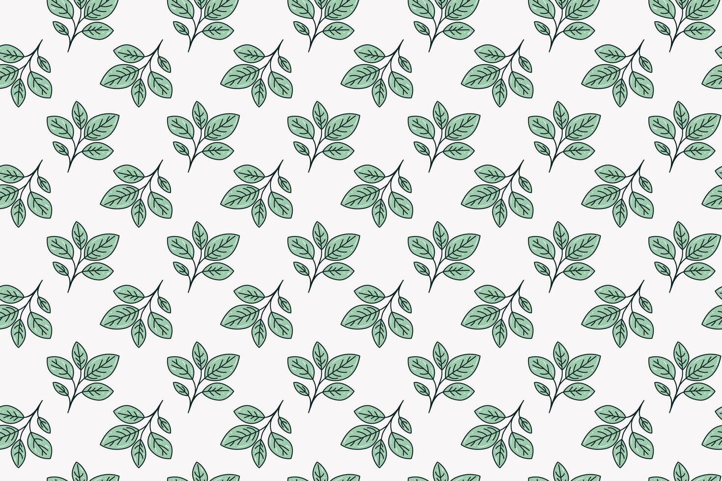 Hand drawn floral pattern design. Simple ornament with plant and leaf. vector