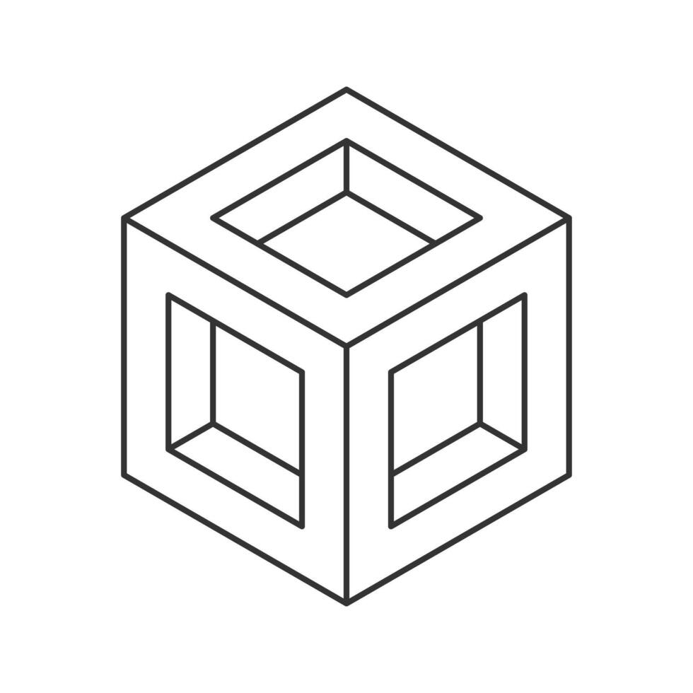 Cube logo, geometric design. Monochrome box logotype company, trendy techno emblem in isometric line style. vector