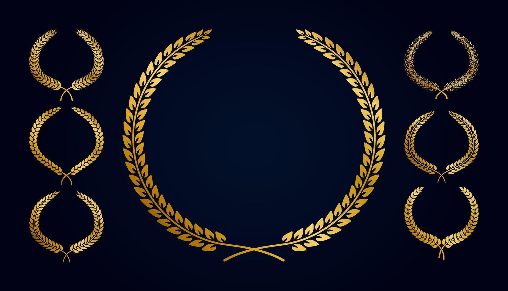 Golden frame collection laurel wreach quality vector