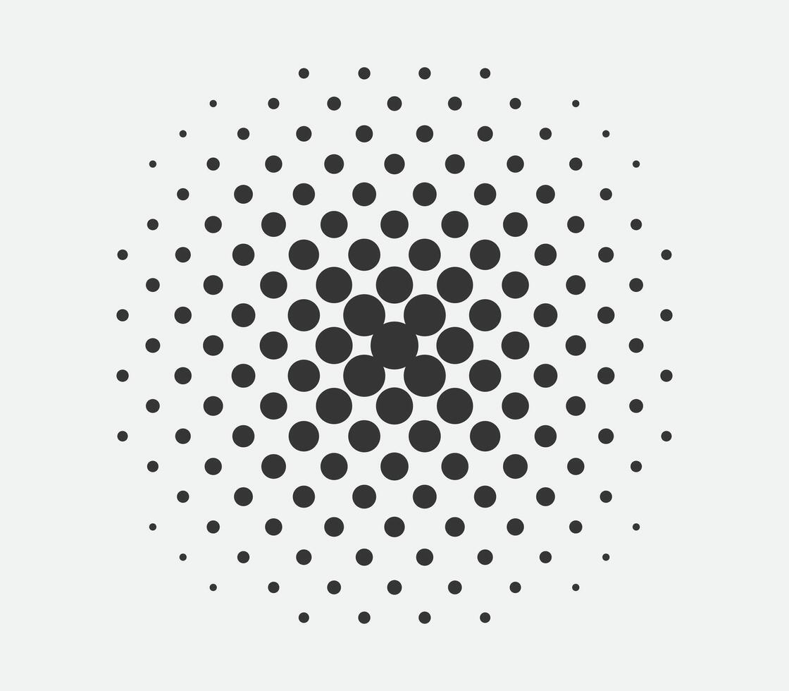 Circle halftone design element. Dots spotted black pattern. Comic style blob vector