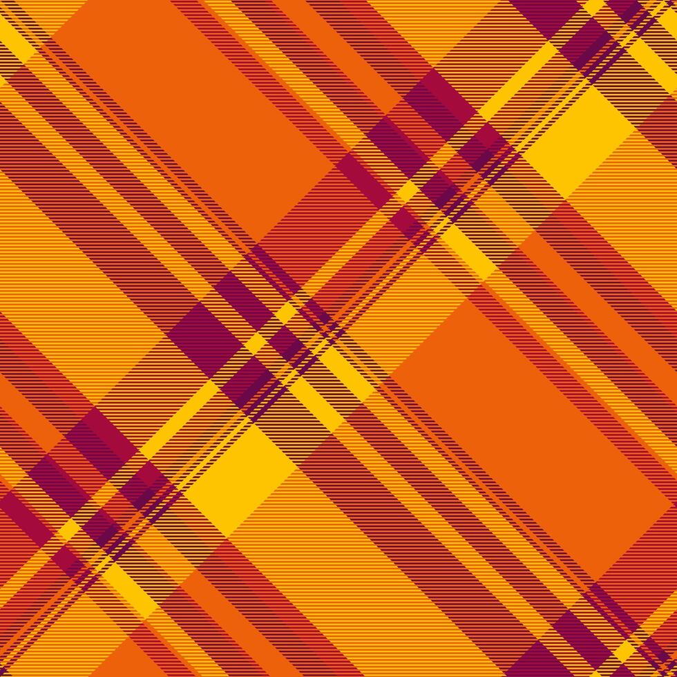 Diagonal plaid textile fabric, furry texture background. Blank pattern seamless tartan check in bright and golden poppy colors. vector