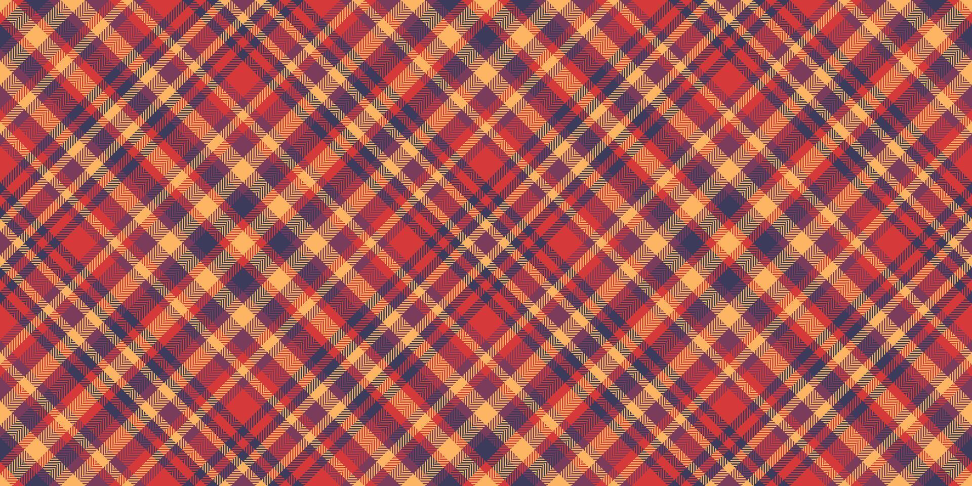Madras background fabric pattern, cozy plaid tartan textile. Doodle seamless texture check in red and orange colors. vector
