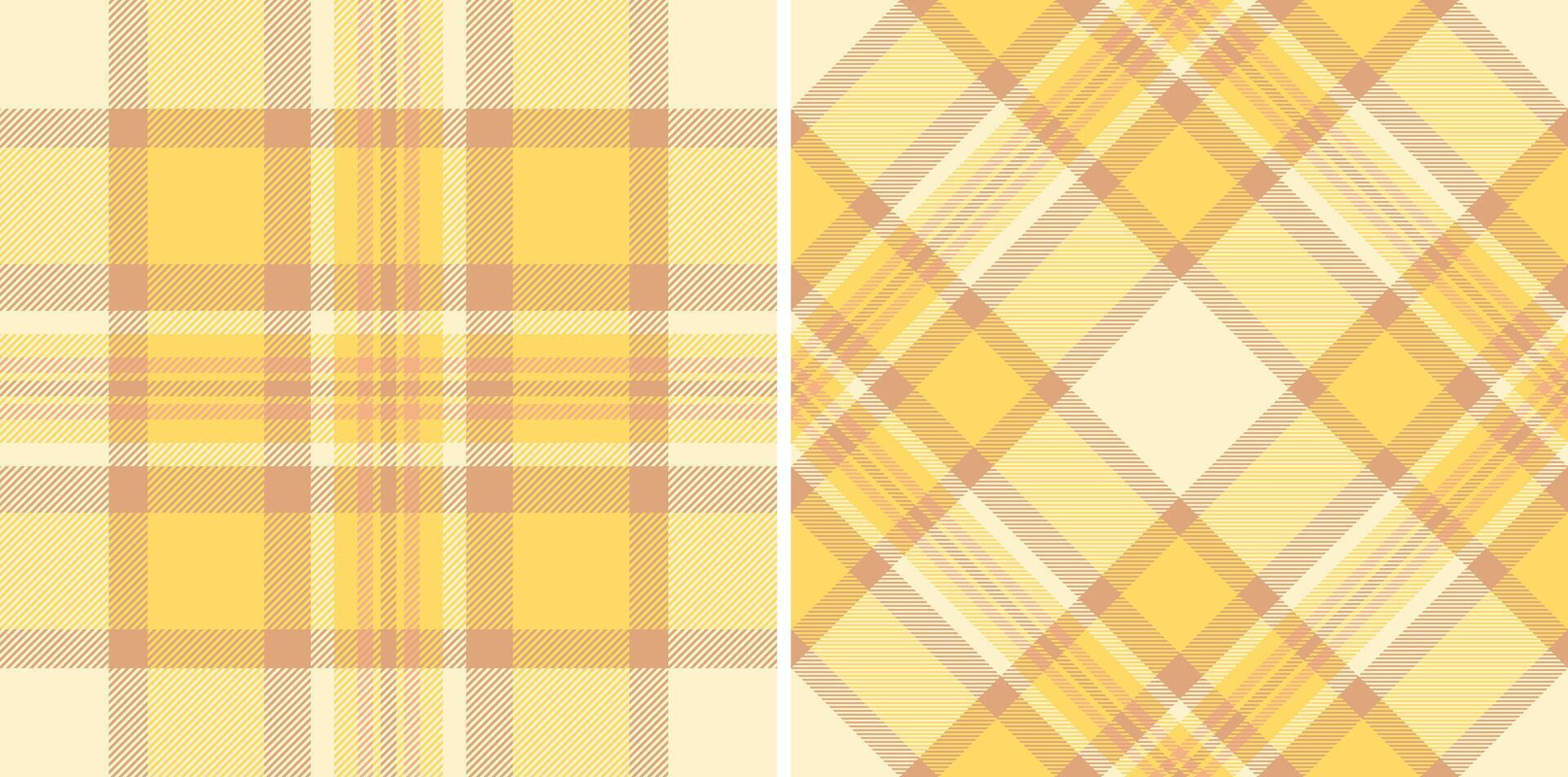 Plaid check pattern of fabric tartan seamless with a texture textile background. Set in fall colors for wide grid patterns in modern fashion. vector