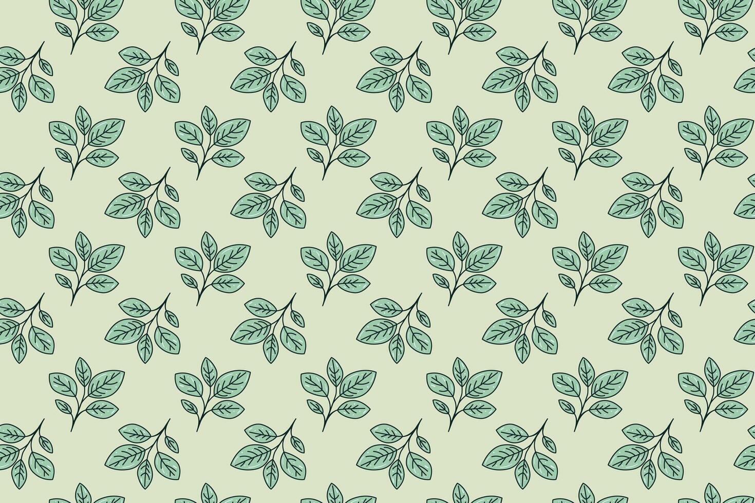 Hand drawn floral pattern design. Simple ornament with plant and leaf. vector
