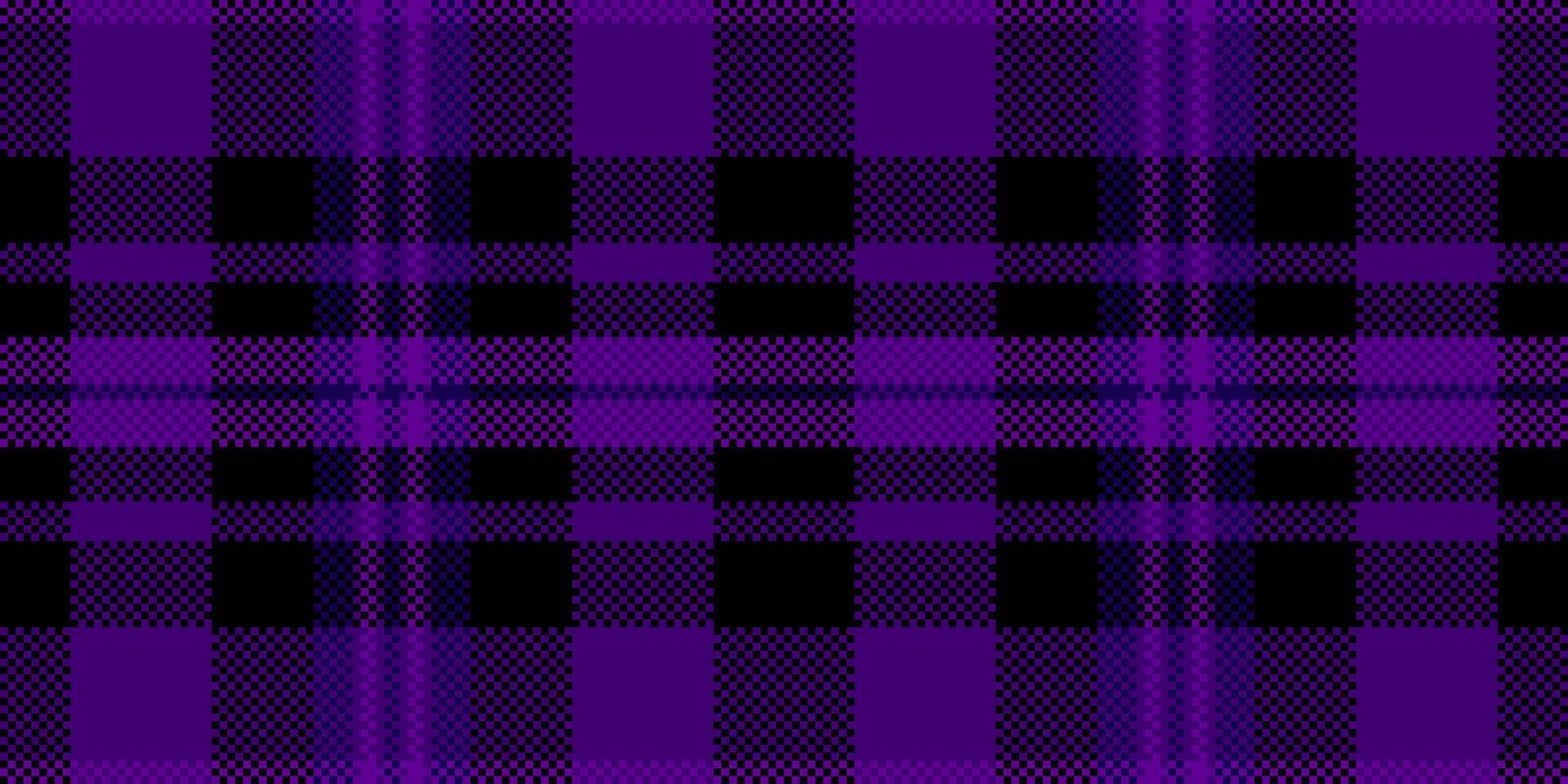 Vogue pattern texture, 1960s fabric check tartan. Customize textile plaid seamless background in violet and black colors. vector