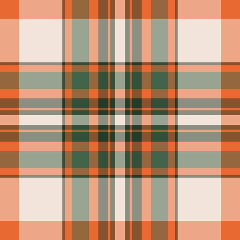 King tartan fabric , small background plaid seamless. Quilted check pattern texture textile in orange and stone grey colors. vector