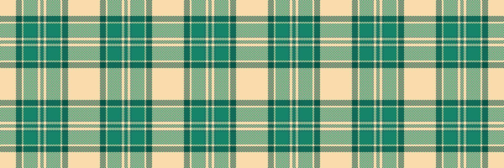 Premium texture background plaid, curved pattern textile check. Scratched seamless tartan fabric in teal and navajo white colors. vector