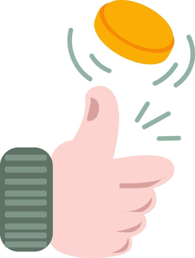 Hand Flipping Coin Illustration for Decision Making vector