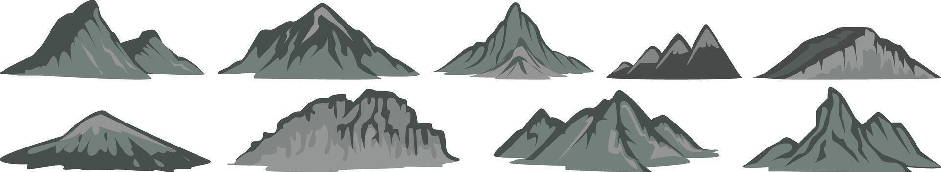 Simple Gray Mountain Silhouette Set for Nature and Outdoors Projects vector