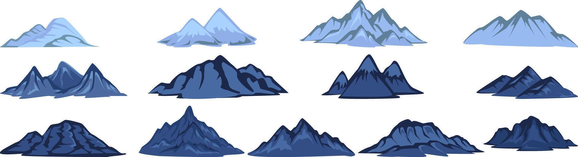 Blue Snow-Capped Mountain Range Clipart Flat Design Illustrations for Winter Scenes vector