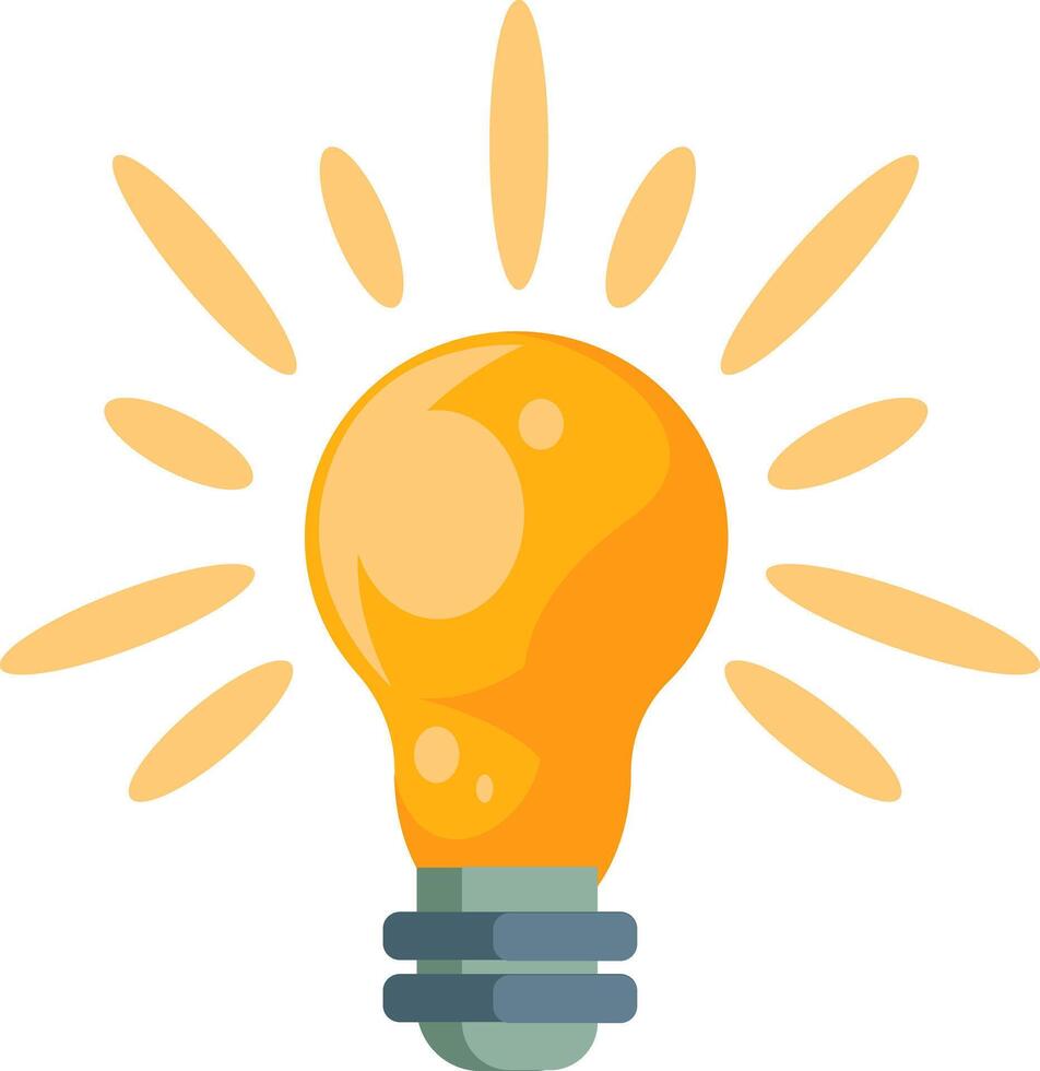 Bright Yellow Light Bulb With Radiating Rays vector