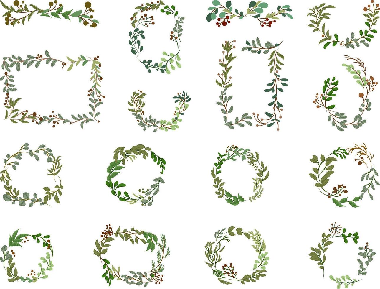 Botanical Frame Border with Leaves Illustration vector