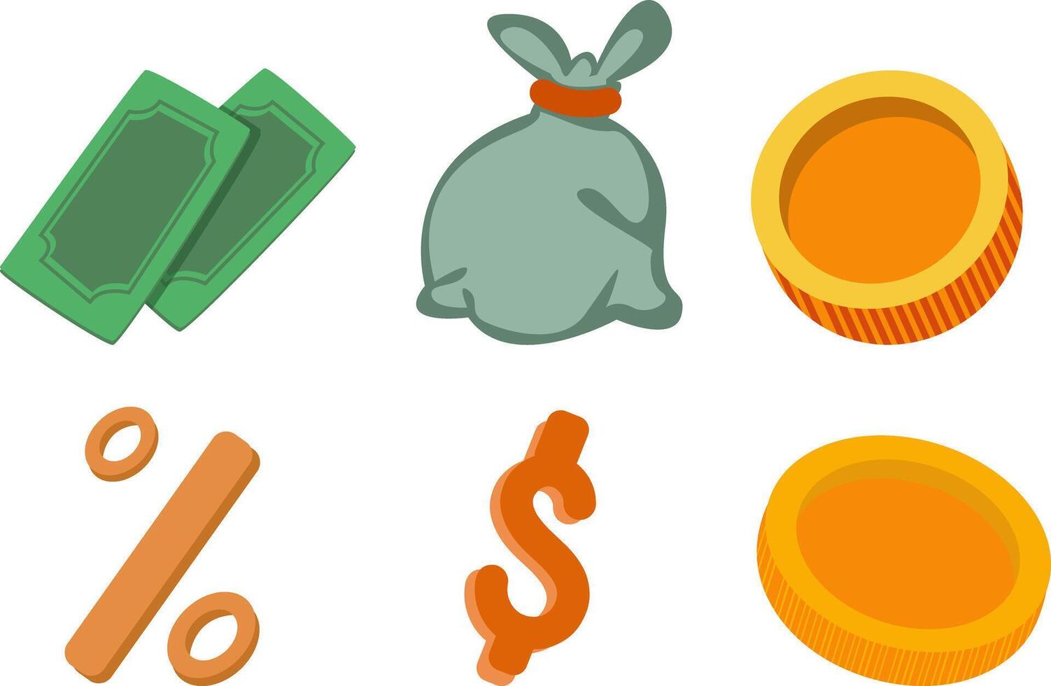 Money, Coins, Dollar, Percentage Symbols Financial Icons Illustration vector