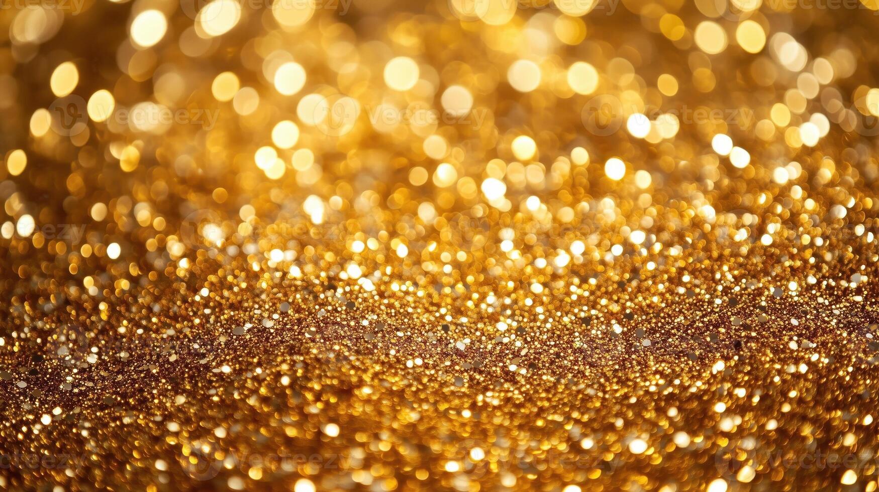 Abstract gold Christmas winter empty background of glitter vintage lights. A blurry image with white and gold specks panorama banner photo