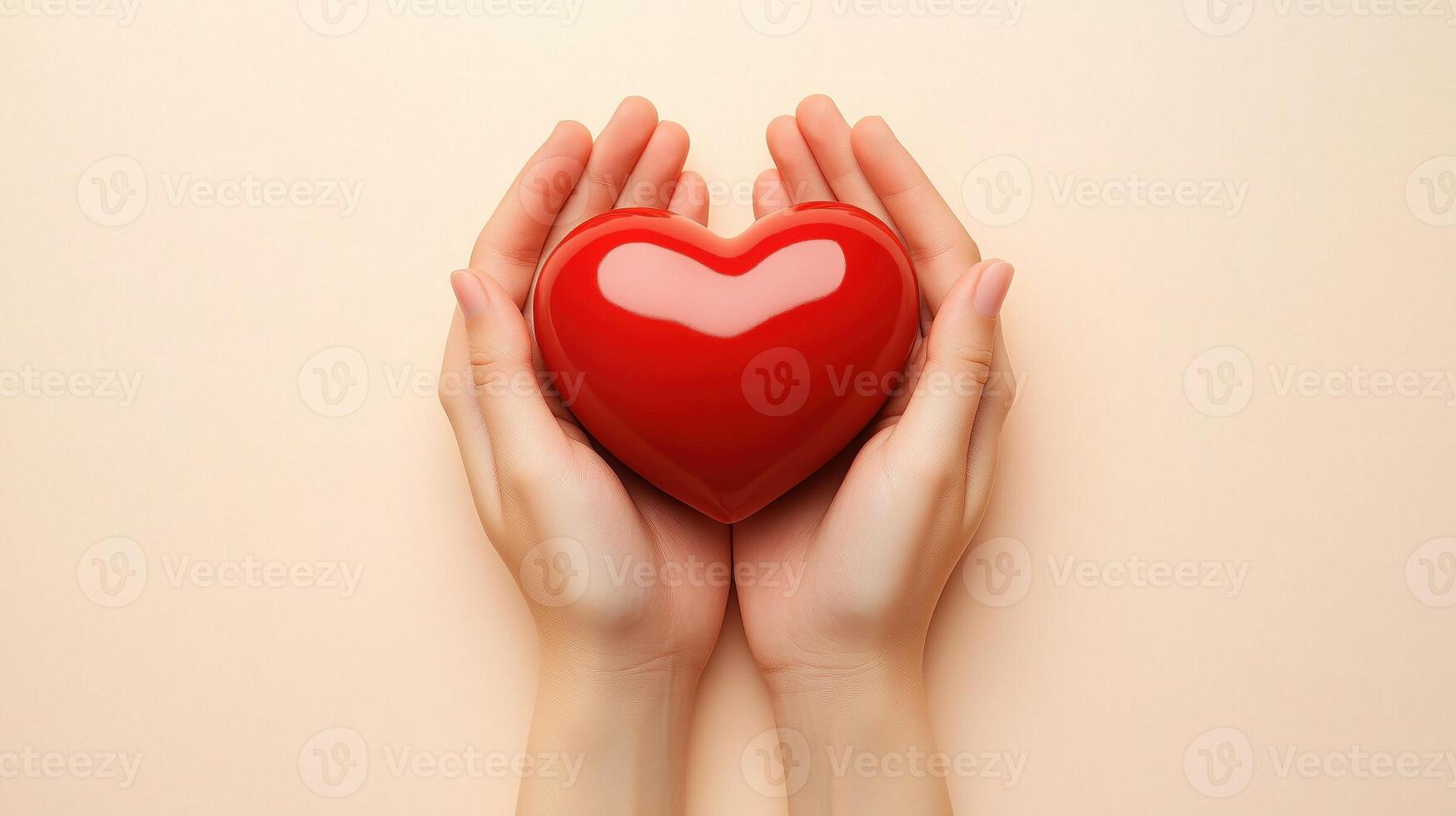 Young woman holding a red heart on a pink background for healthcare, donate, and family insurance World Heart Day, World Health Day, Valentine's Day photo