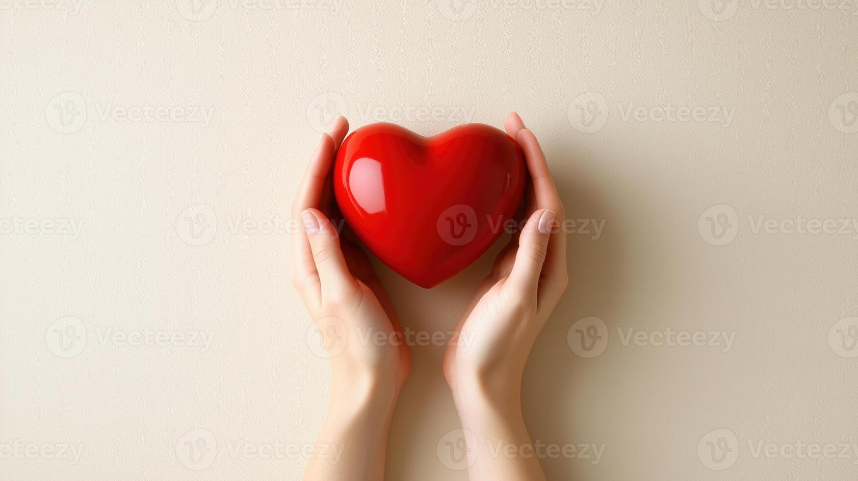 Hands is holding a red heart. Love romantic concept for healthcare, donate, and family insurance World Heart Day, World Health Day, Valentine Day photo