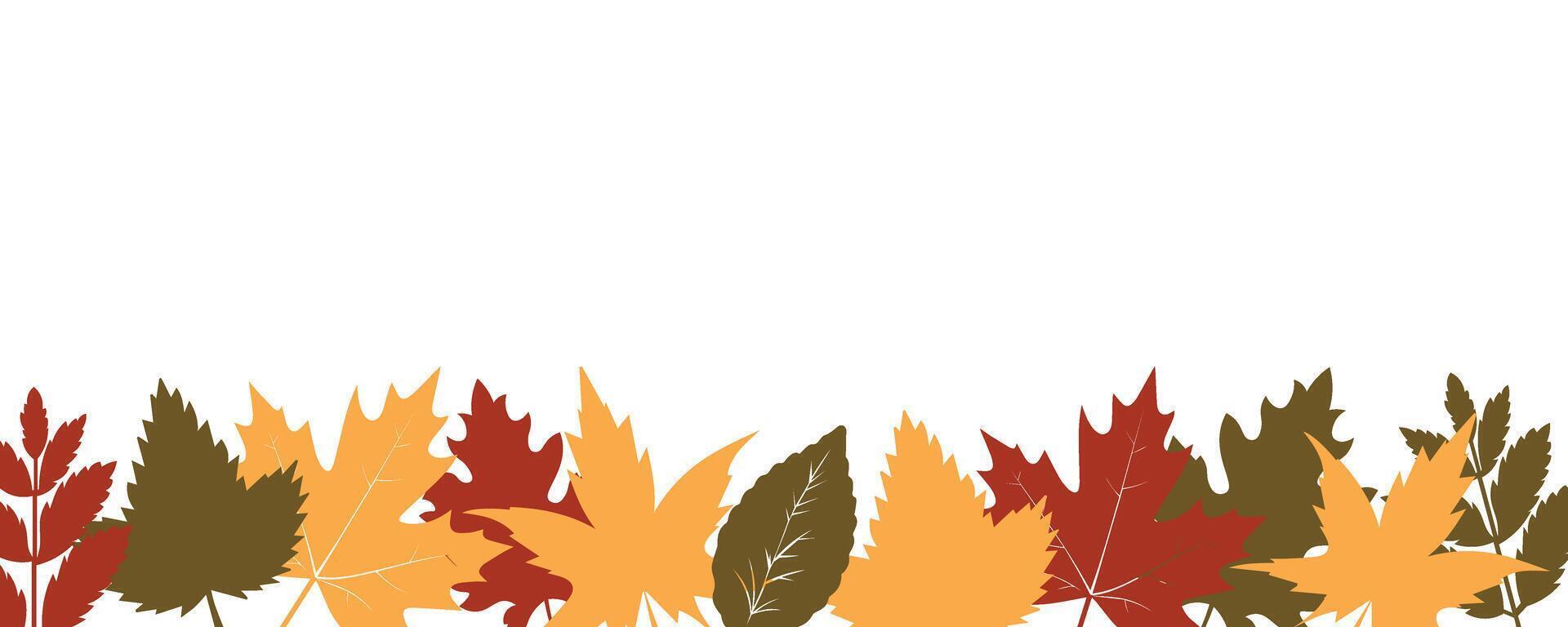 Autumn leaves border for fall concept. Colorful maple birch frame banner with empty copy space. Fallen gold and red autumn leaves. October nature abstract with foliage border vector