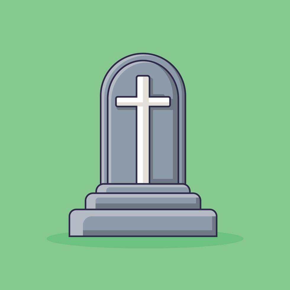 Graveyard Tombstone Icon Illustration. Gravestone Flat Icon. Funeral Symbol vector