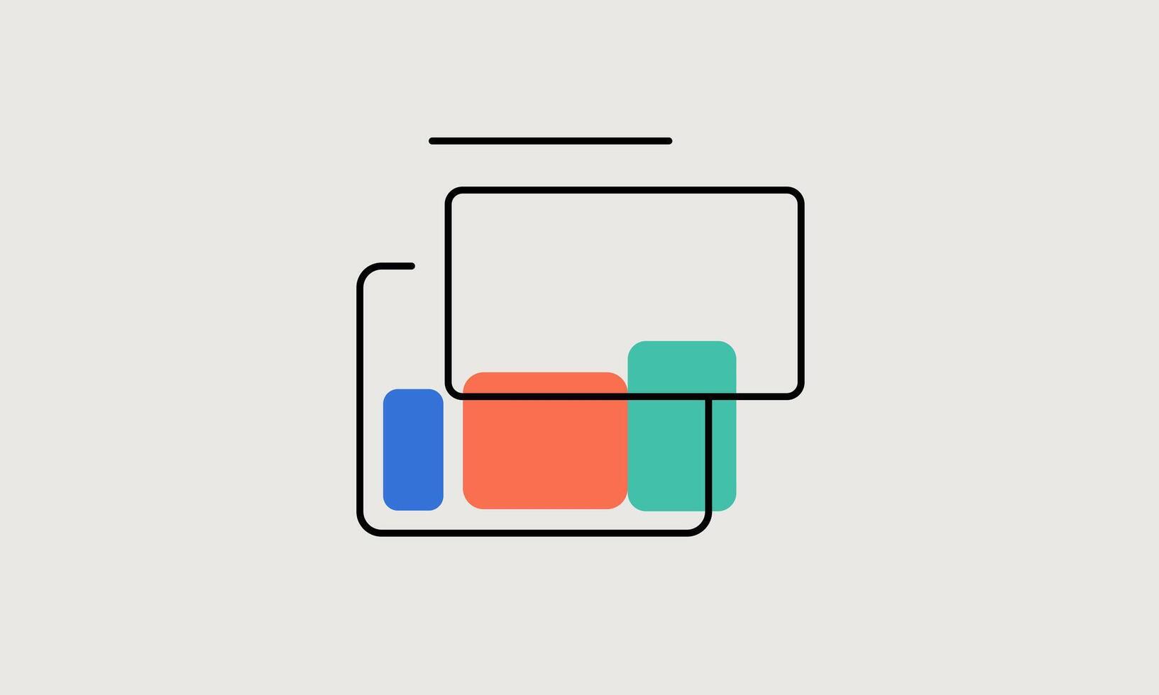 A square box with a colorful square on it vector