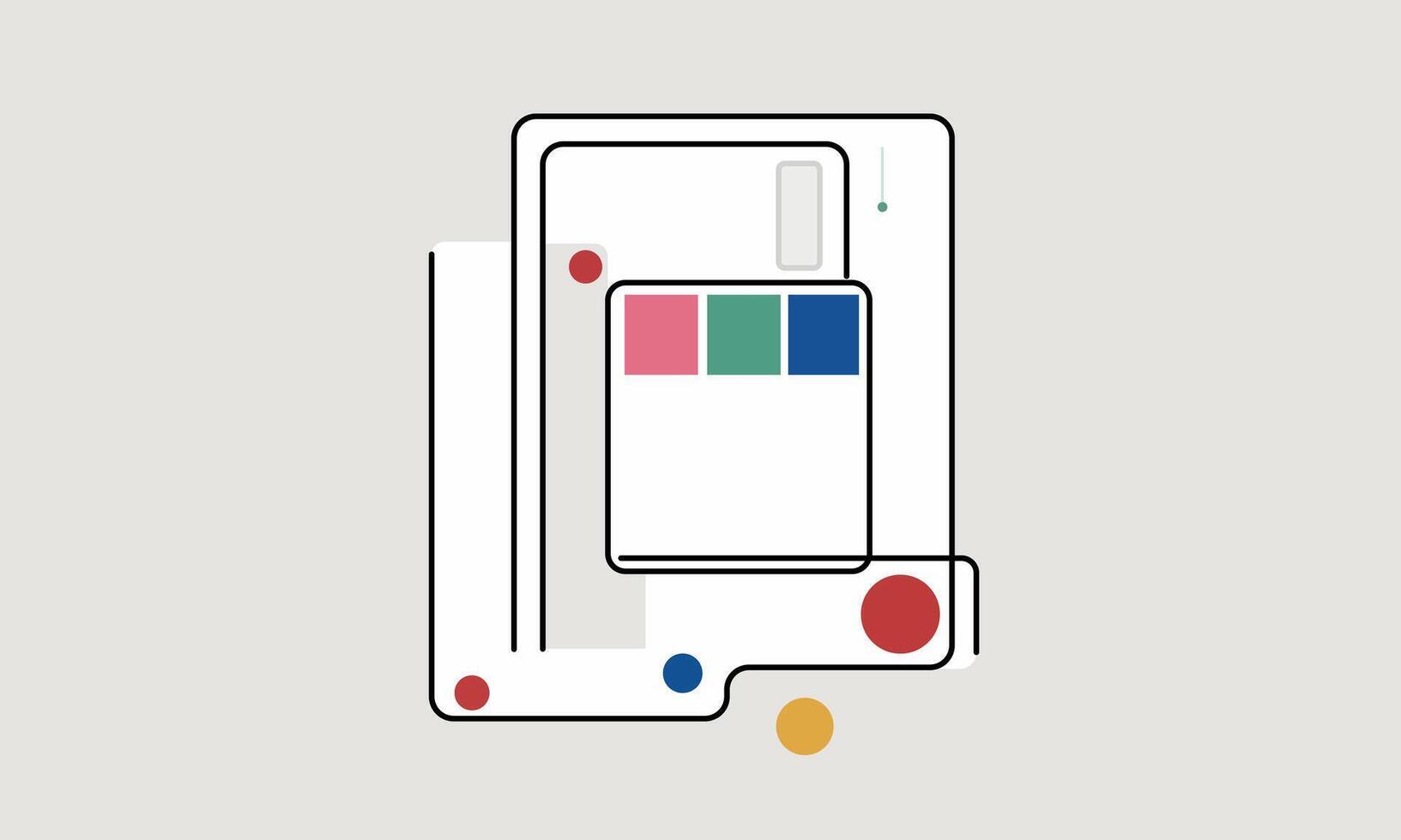 A white and blue computer with a colorful paintbrush vector