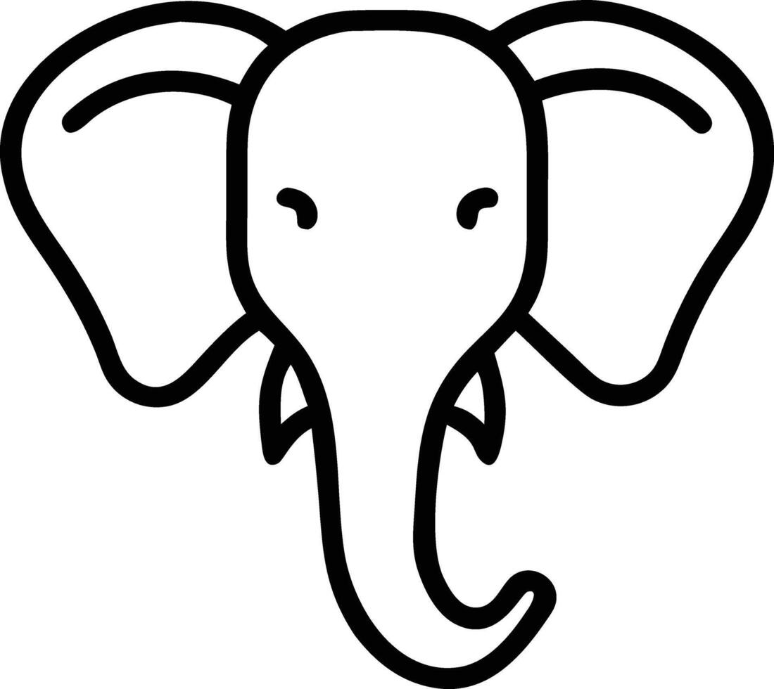 Elephant head Art, Icon, Logo and Graphics. Elephant head outline and line art illustration design. Lion head black and white. vector